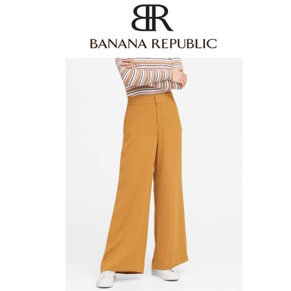 Banana Republic Wide Leg Pant 6 Mustard Yellow